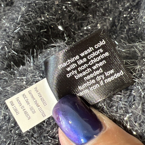 Lane‎ Bryant Eye Lash Glitter Cardigan Sweater Women 10/12 Gray Open Front EUC - Picture 7 of 9